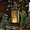 11" Black with Brushed Gold LED Snowman Family Christmas Lantern Snow Globe